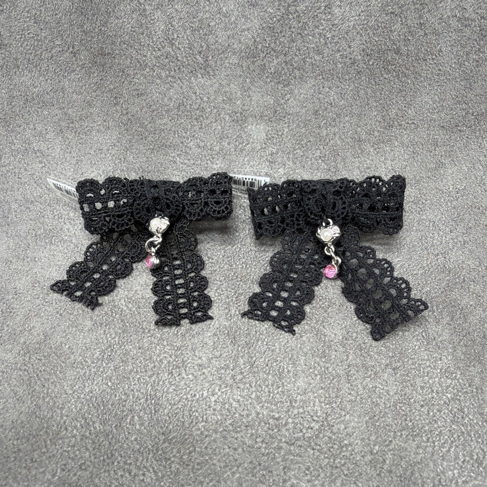 Crocs Jibbitz Black Lace Bows Charms Lot Of 2